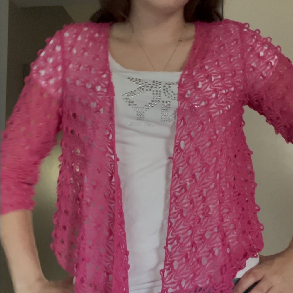 Chic Pink Lace Cardigan